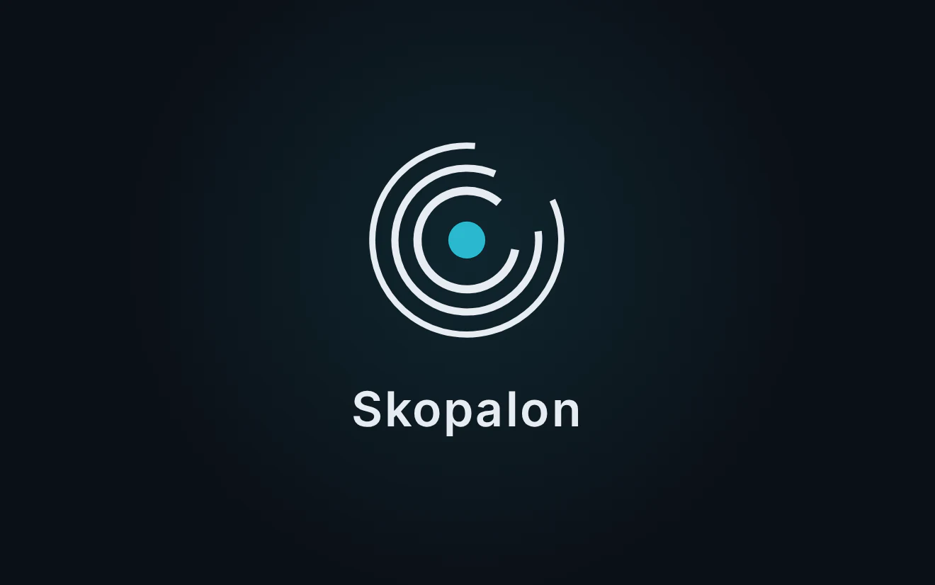 Skopalon : le logo du cockpit, cercles gradués et point d'observation.